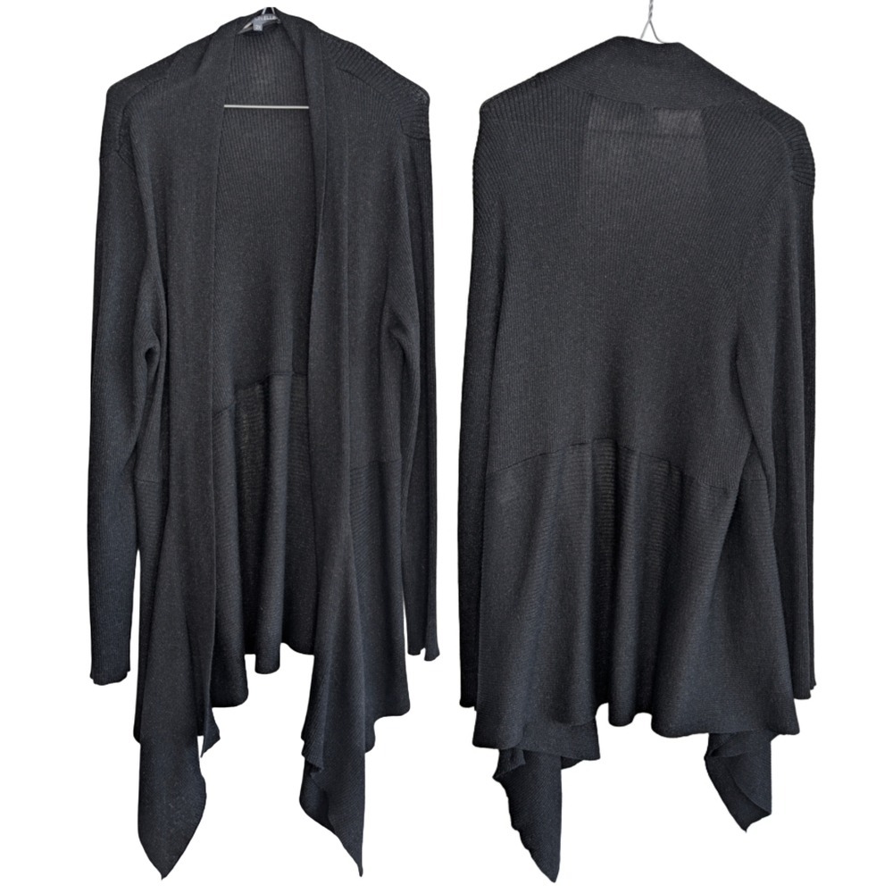 Addition Elle Women's 2x Plus Size‎ Black Metallic Sparkle Open Long Cardigans